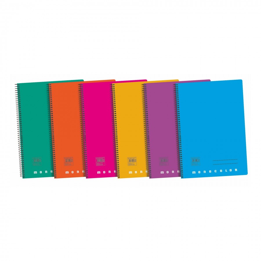 Cuaderno monocolor A4 80 hojas polipropileno espiral