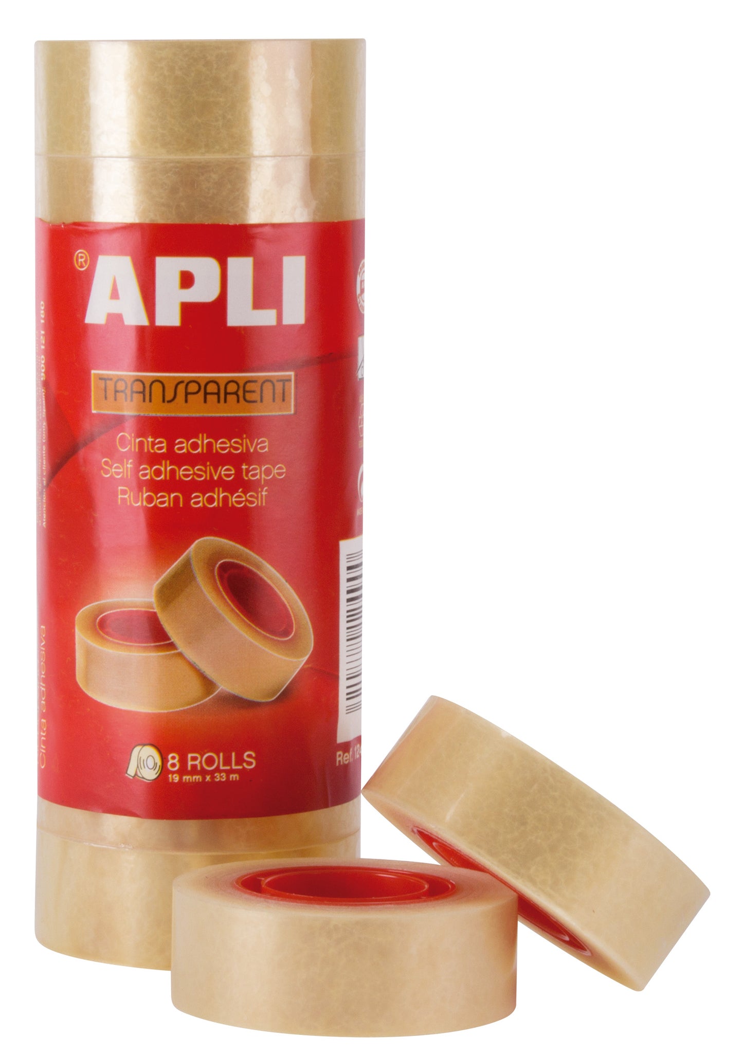 Cinta adhesiva transparente APLI 19 mm x 33 m 8 unidades
