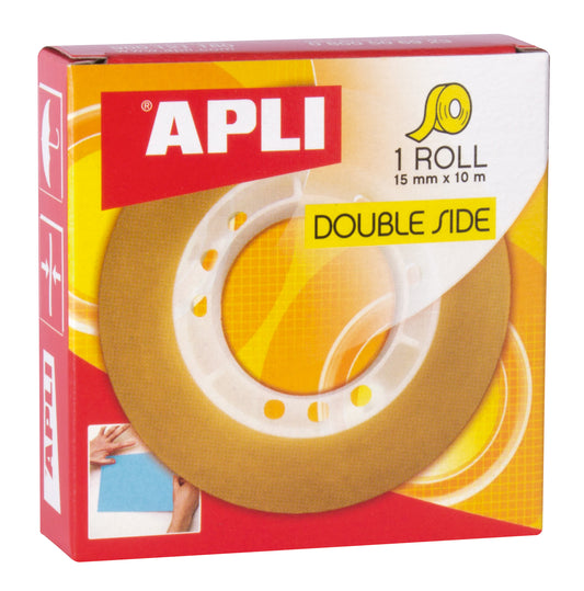 Cinta adhesiva doble cara APLI 15 mm x 10 m