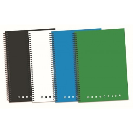 Cuaderno monocolor A4 160 hojas, tapa extradura espiral
