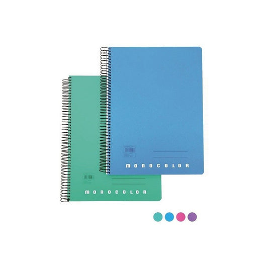 Cuaderno monocolor A4 160 hojas polipropileno espiral