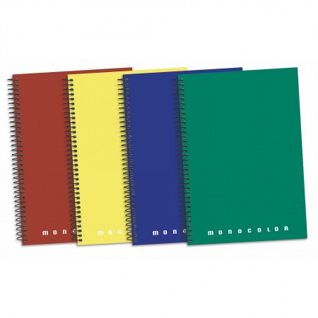 Cuaderno monocolor A4 160 hojas, tapa extradura espiral