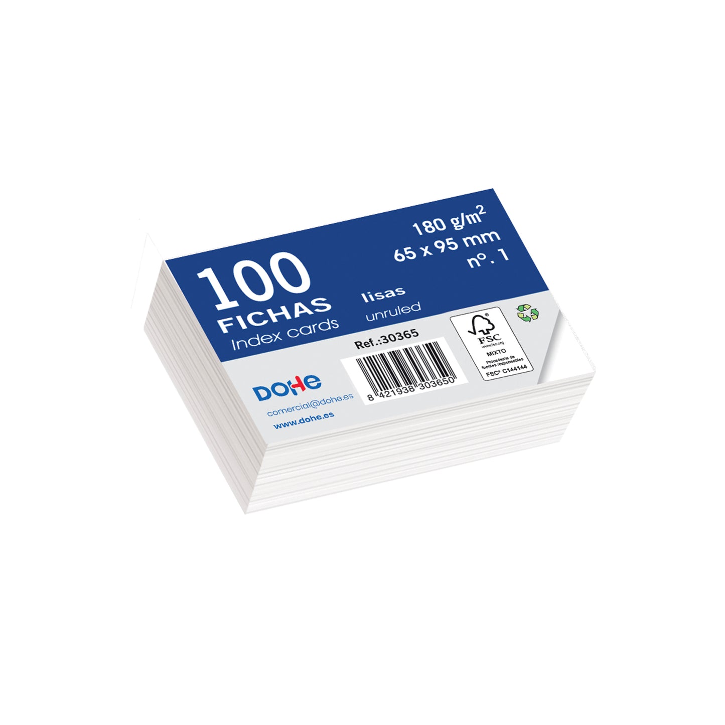DOHE fichas de cartulina paquete de 100 unidades 180 g/m²