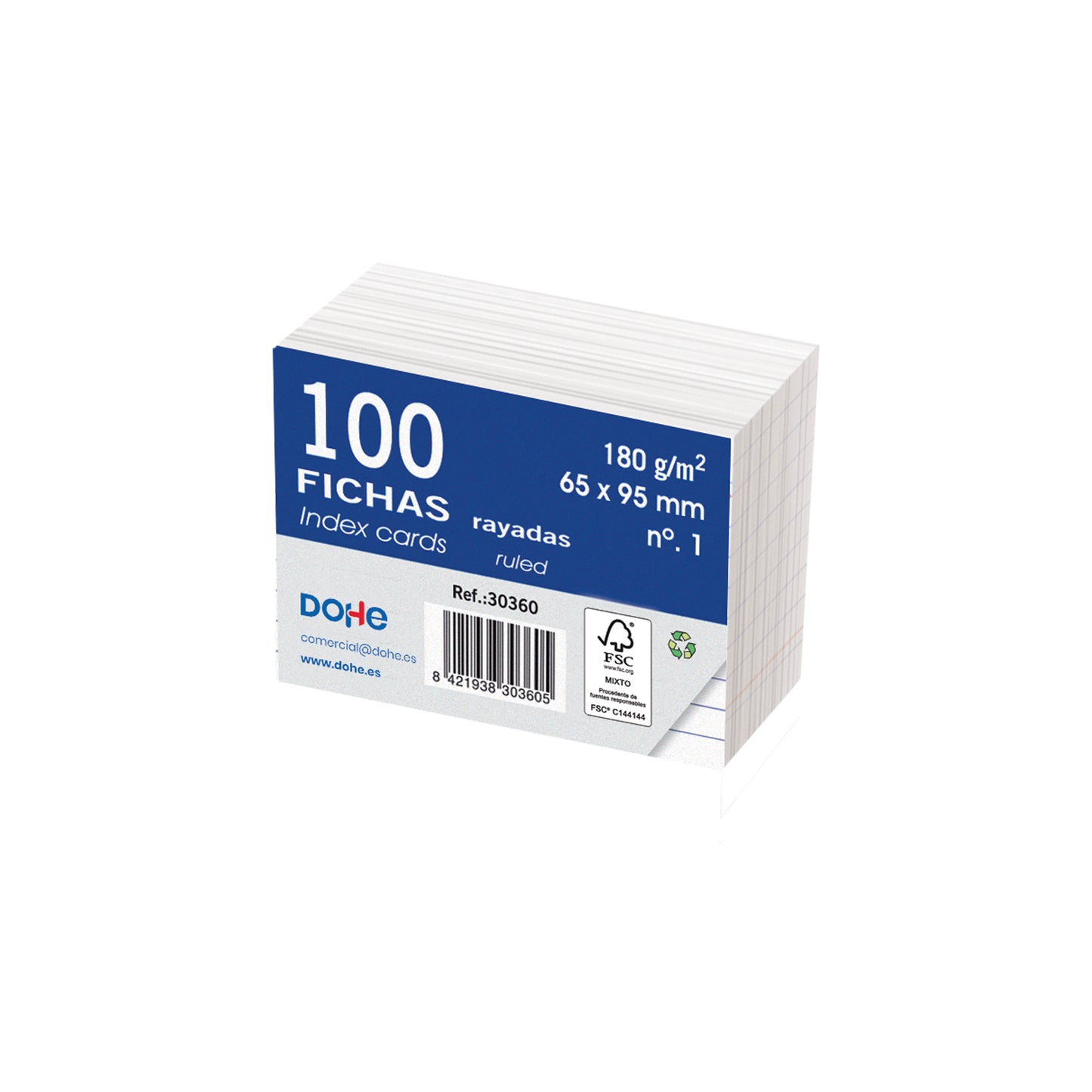 DOHE fichas de cartulina paquete de 100 unidades 180 g/m²