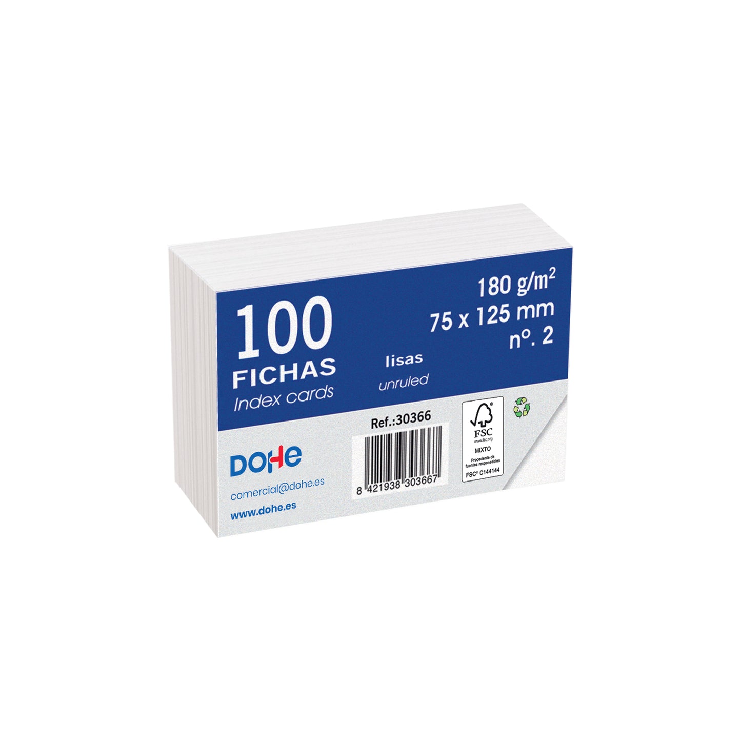 DOHE fichas de cartulina paquete de 100 unidades 180 g/m²