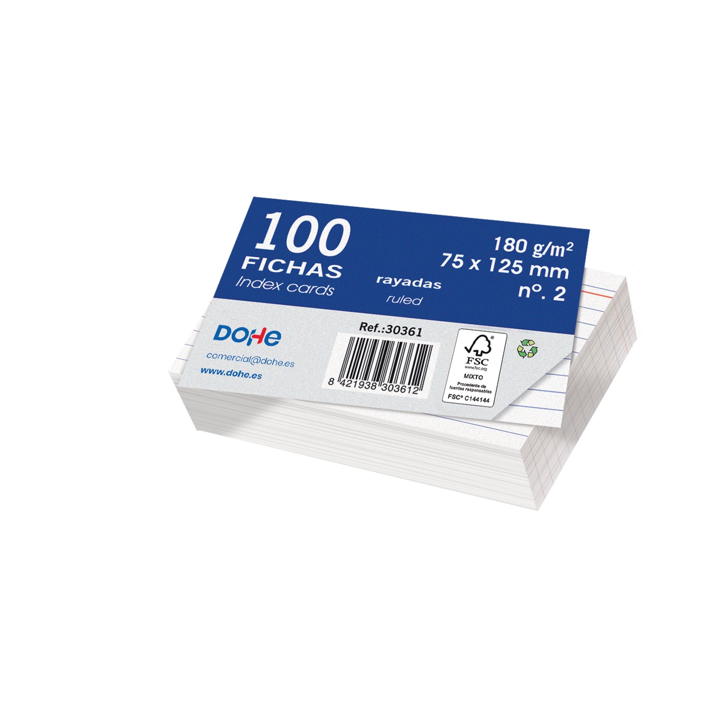 DOHE fichas de cartulina paquete de 100 unidades 180 g/m²