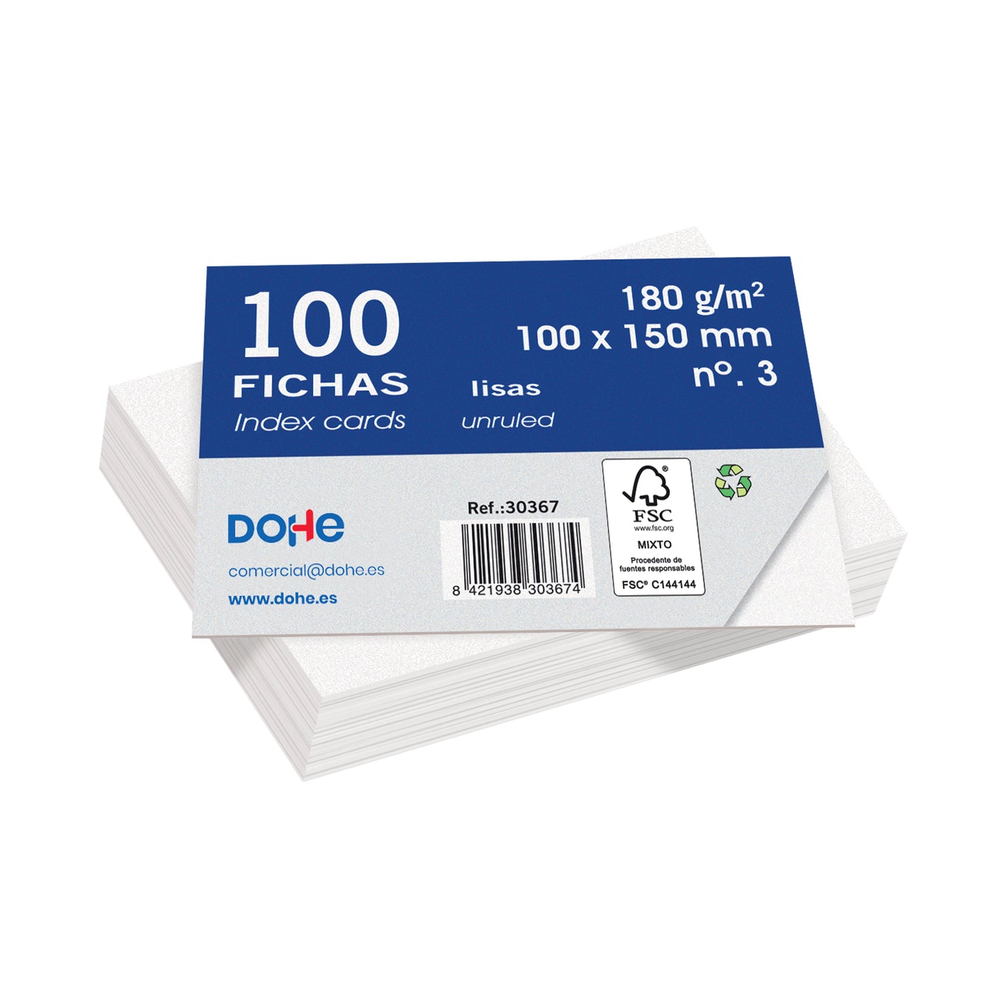 DOHE fichas de cartulina paquete de 100 unidades 180 g/m²