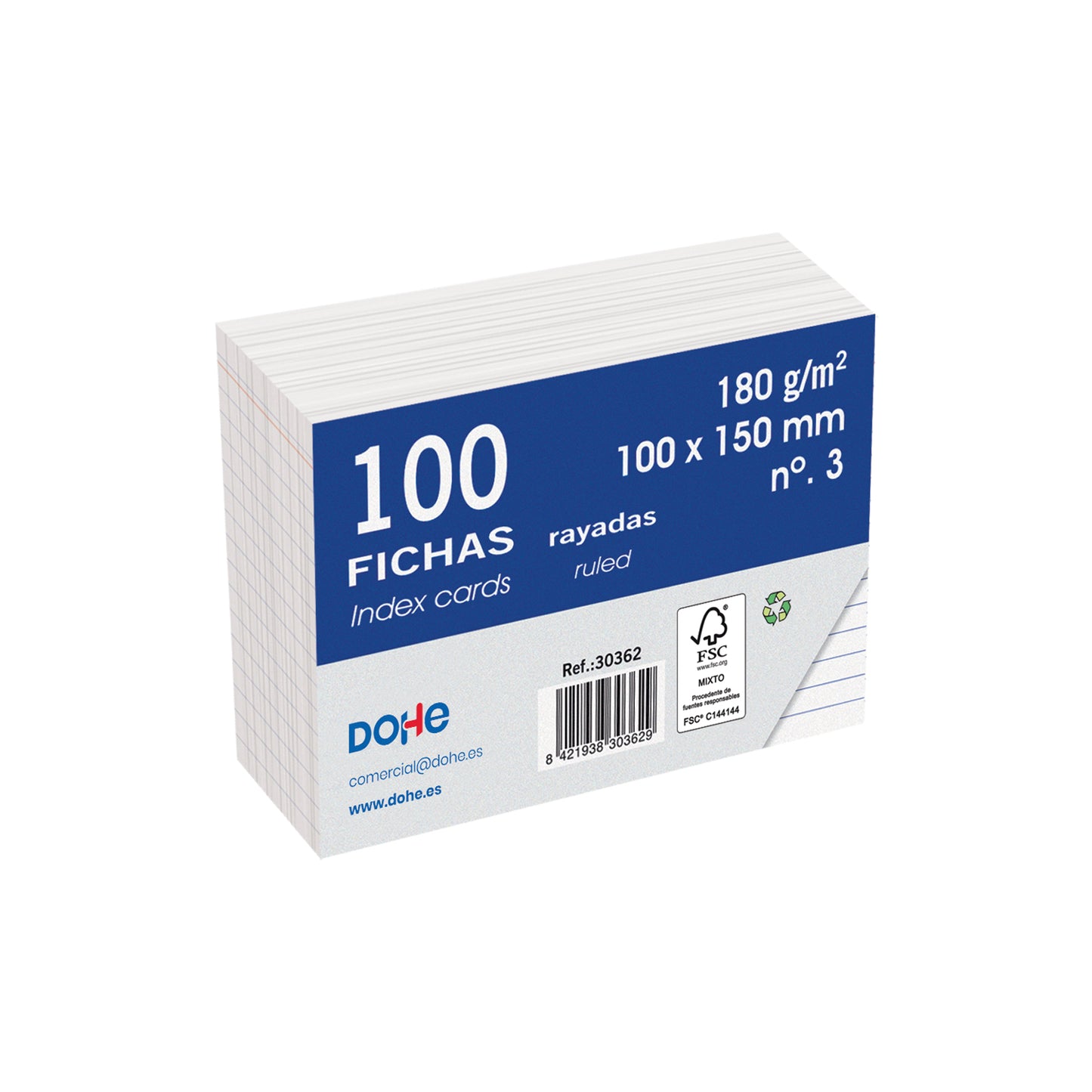 DOHE fichas de cartulina paquete de 100 unidades 180 g/m²