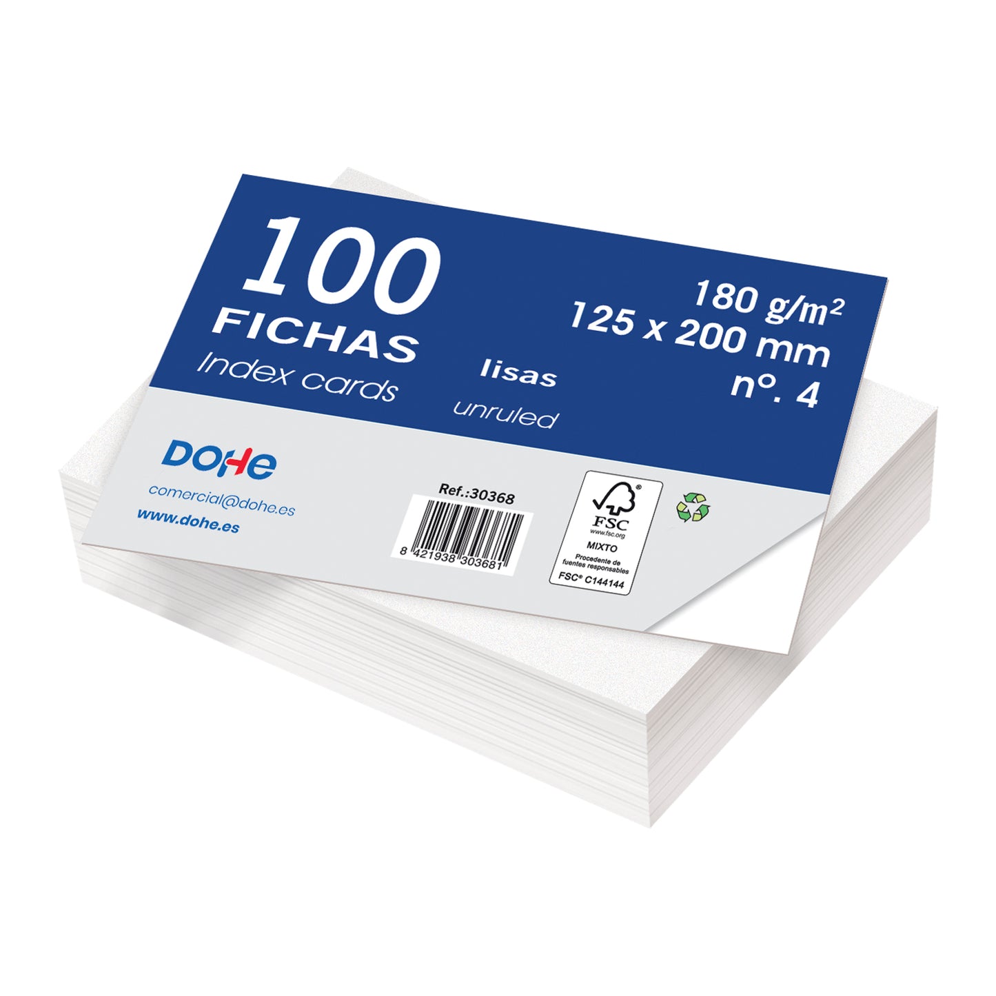 DOHE fichas de cartulina paquete de 100 unidades 180 g/m²