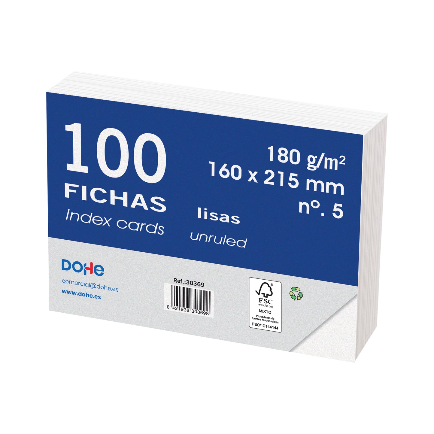 DOHE fichas de cartulina paquete de 100 unidades 180 g/m²