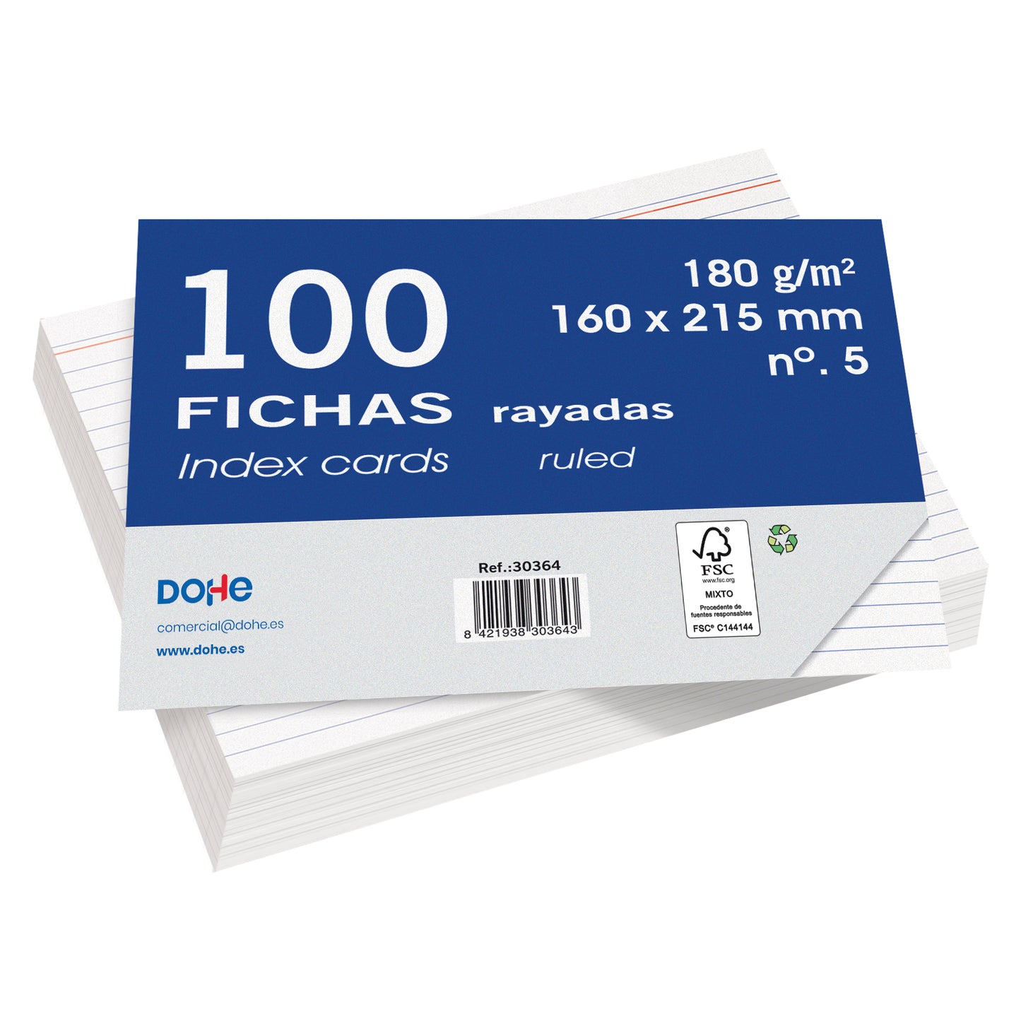 DOHE fichas de cartulina paquete de 100 unidades 180 g/m²
