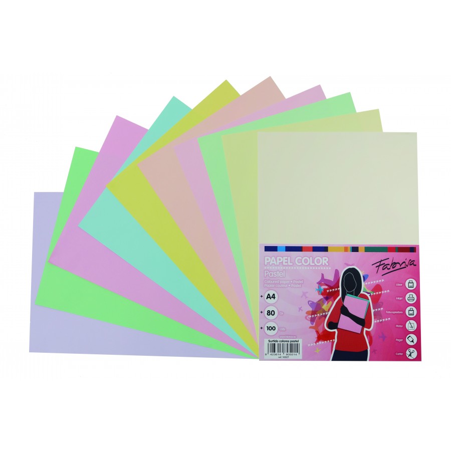 FABRISA Papel colores surtidos 100 hojas