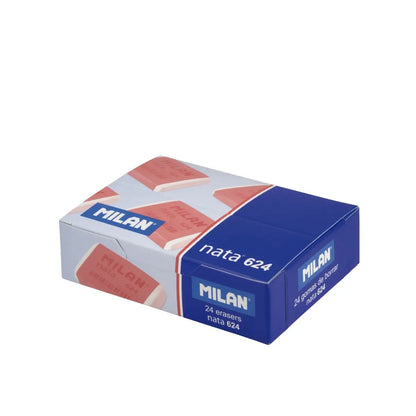 MILAN gomas NATA® 624 con banda de celofán rosa, caja 24 unidades