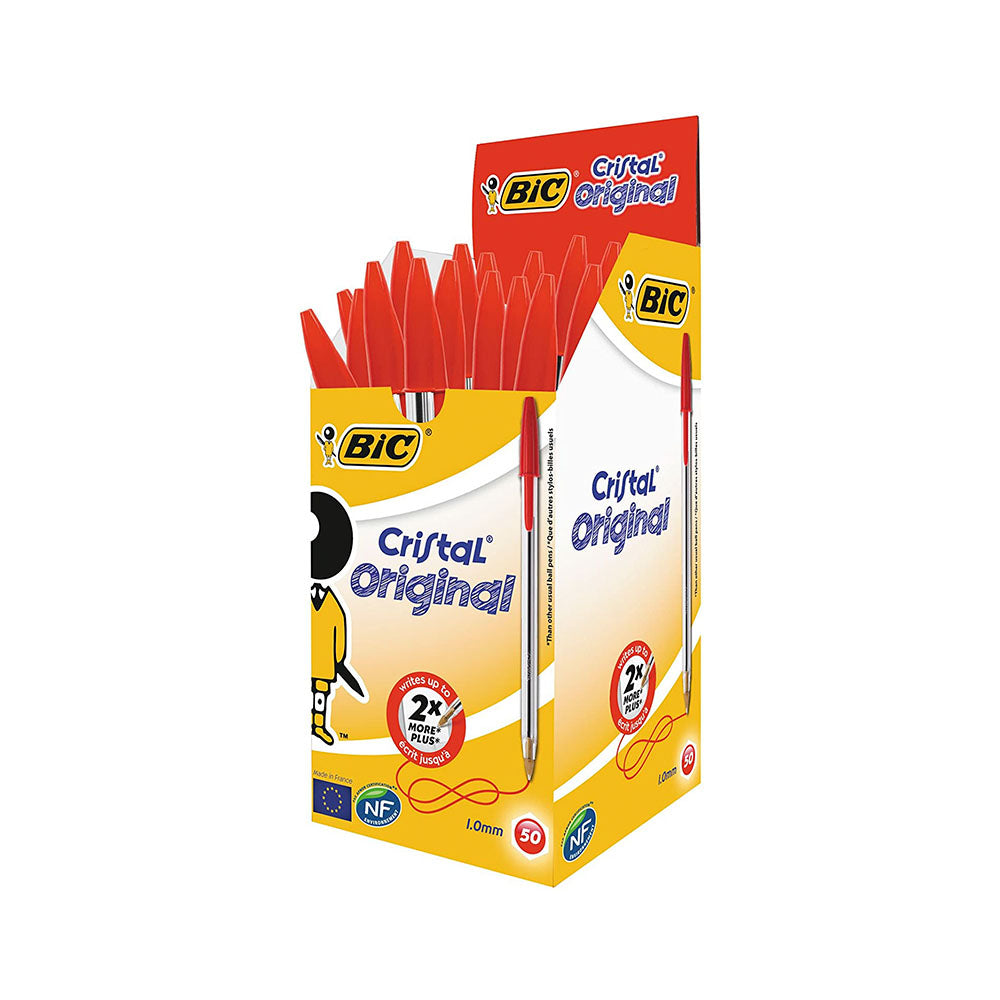 BIC Cristal bolígrafos, para uso escolar y oficinas (punta 1,0mm) 50 unidades