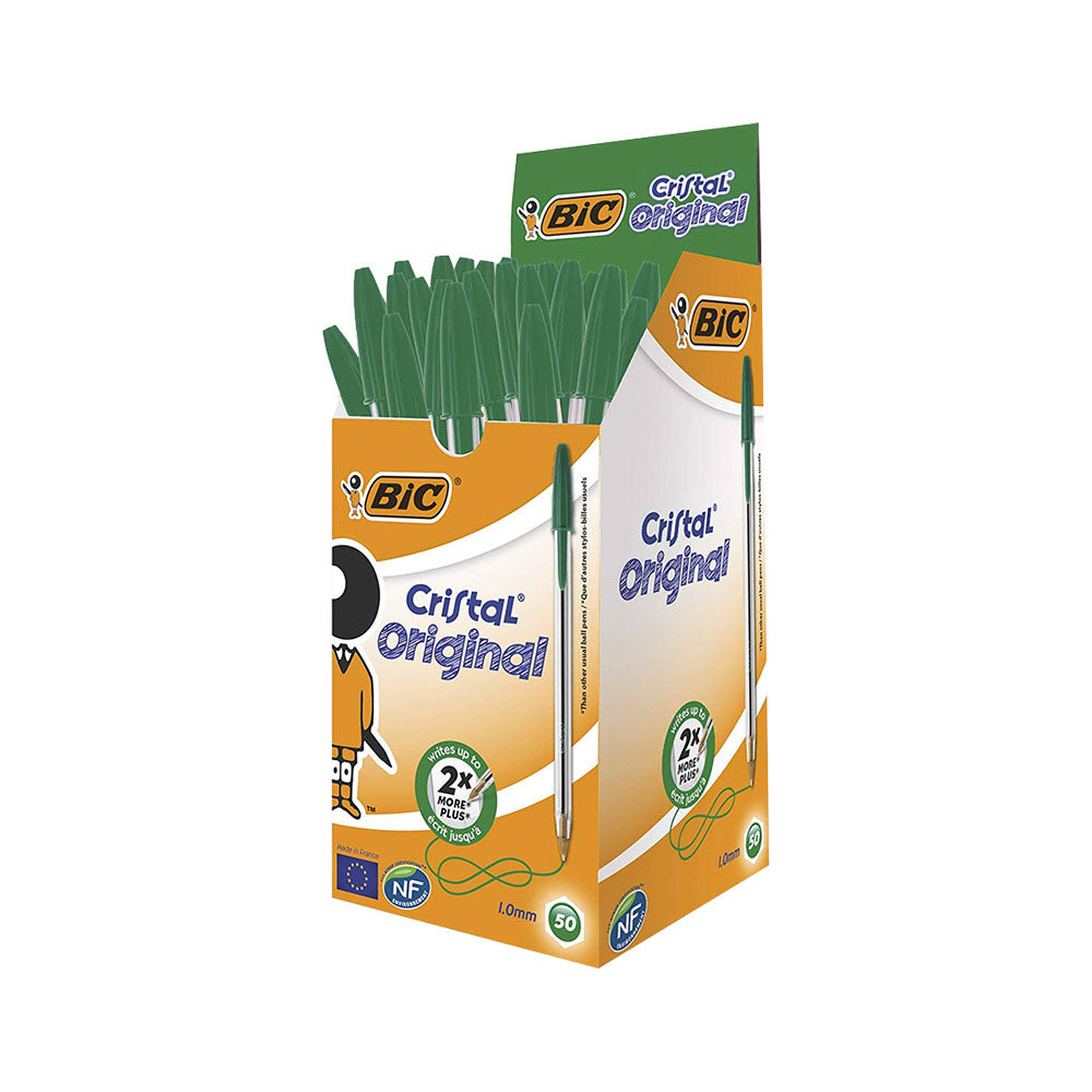 BIC Cristal bolígrafos, para uso escolar y oficinas (punta 1,0mm) 50 unidades