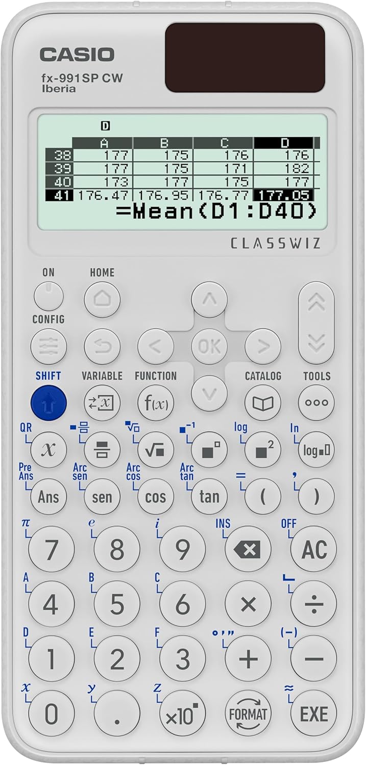Casio FX-991SP CW - Calculadora científica, recomendada para el curriculum español y portugués, 5 Idiomas, más de 560 funciones, solar, color blanco
