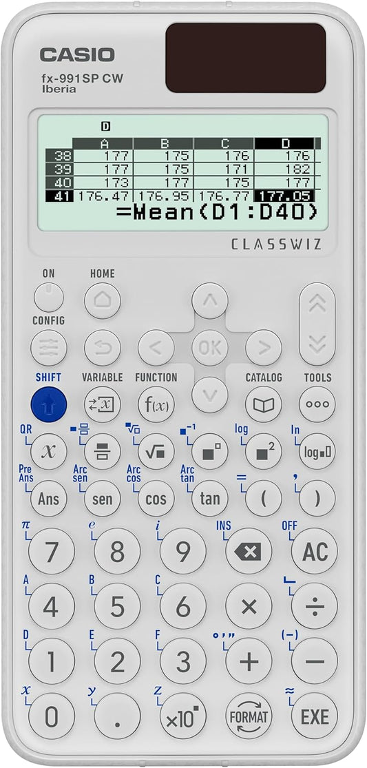 Casio FX-991SP CW - Calculadora científica, recomendada para el curriculum español y portugués, 5 Idiomas, más de 560 funciones, solar, color blanco
