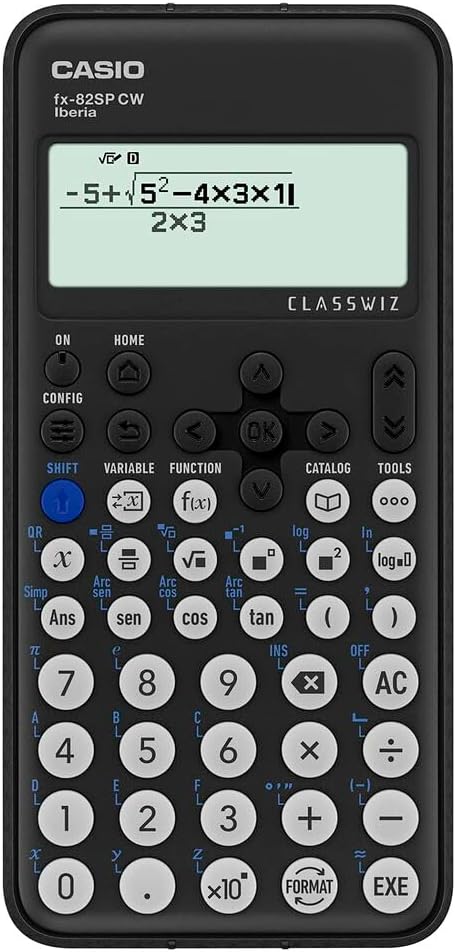 CASIO FX-82SP CW - Calculadora científica, recomendada para el curriculum español y portugués, 5 Idiomas, más de 300 Funciones, color gris oscuro