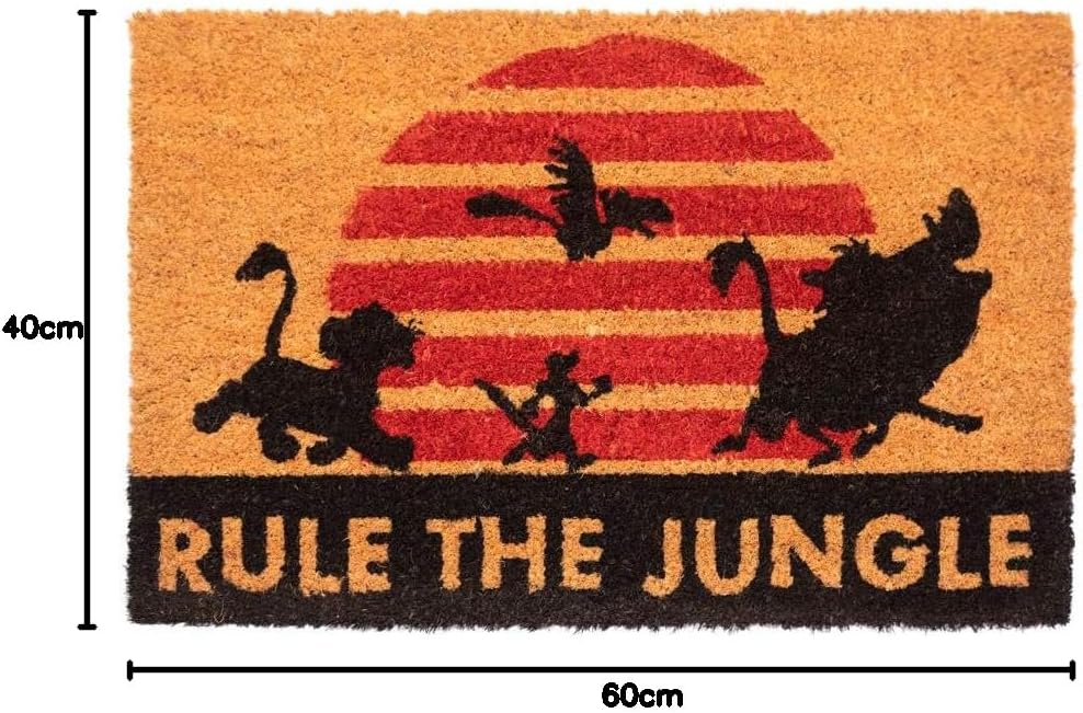 Felpudo Disney El Rey León - Alfombra exterior de fibra de coco antideslizante e impermeable (40 x 60 cm)