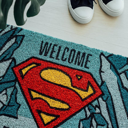 Felpudo Superman - Alfombra casa de fibra de coco antideslizante e impermeable (40 x 60 cm)