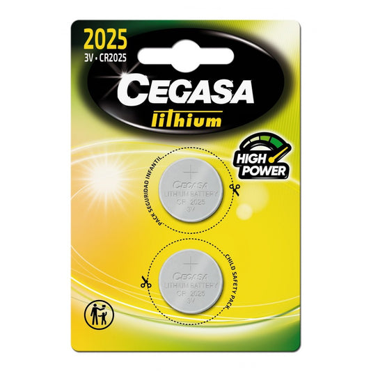 Pila CEGASA boton CR2025 3V, 2 unidades